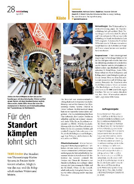metallzeitung - Regionalseiten Küste April 2018