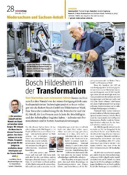 metallzeitung - Regionalseiten Niedersachsen und Sachsen-Anhalt Dezember 2018