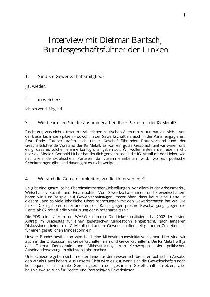 Interview Dietmar Bartsch (metallzeitung 12/2008)