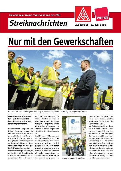 EDS Streiknachrichten Nr. 11: Nur mit den Gewerkschaften vom 24.06.2009