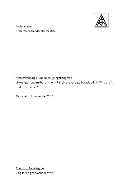 2014 11 5 Rede Wetzel Mitbestimmungskongress