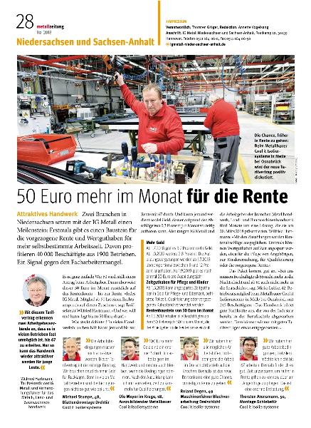 metallzeitung - Regionalseiten Niedersachsen und Sachsen-Anhalt Mai 2018