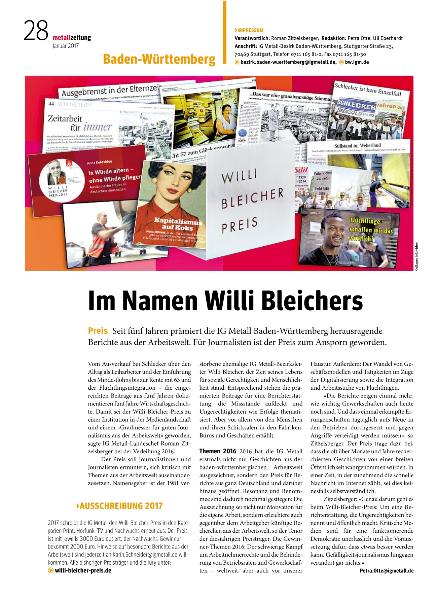 metallzeitung - Regionalseiten Baden-Württemberg Januar 2017