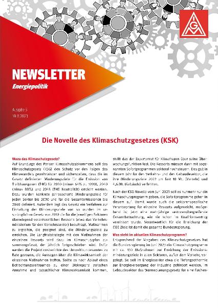 Die Novelle des Klimaschutzgesetzes, Newsletter Energiepolitik Nr. 3, 10. November 2023