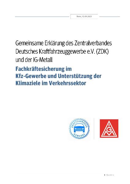 Fachkräftesicherung im Kfz-Gewerbe und Unterstützung der Klimaziele im Verkehrssektor