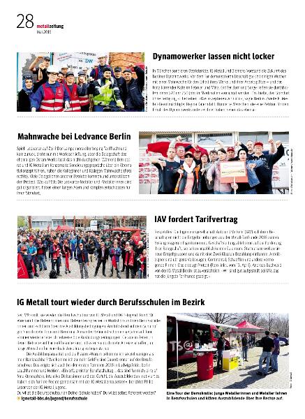 metallzeitung - Regionalseiten Berlin-Brandenburg-Sachsen Mai 2018