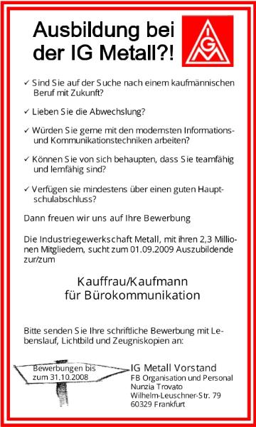 Stellenausschreibung: Ausbildung zur Kauffrau / Kaufmann für Bürokommunikation