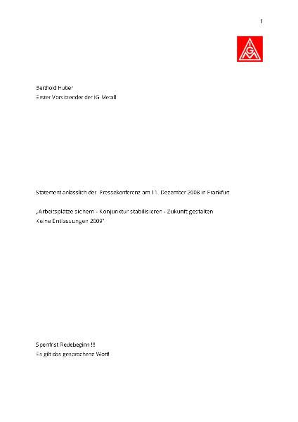 PK 11.12.2008 Statement Huber Neu