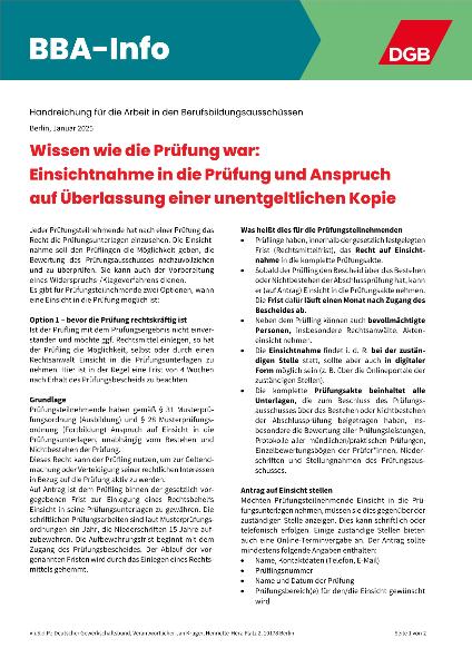 BBA-Info - Einsichtnahme und Kopie Prüfung - 14.01.2025