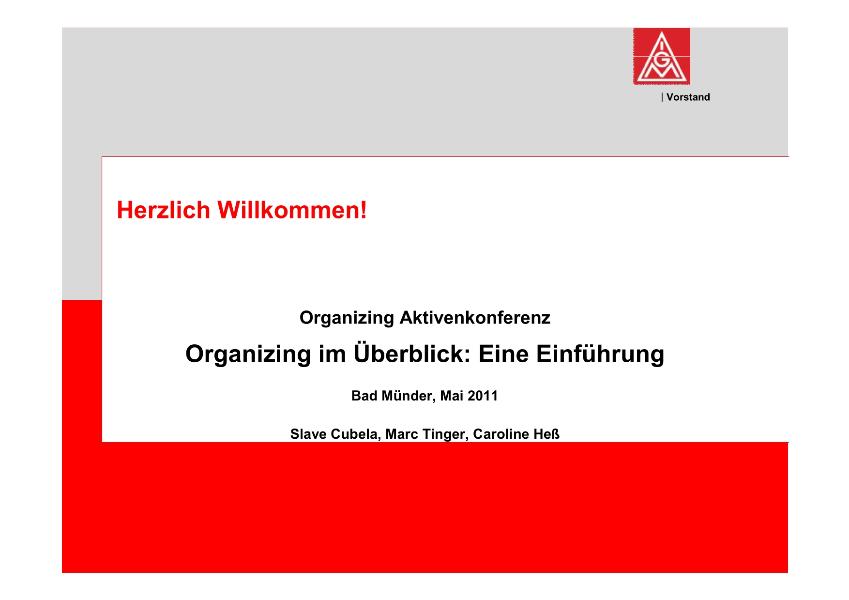 Workshop 1: Organizing im Überblick