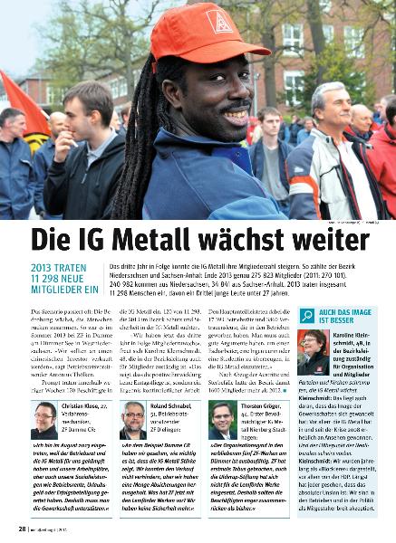 metallzeitung - Regionalseiten Niedersachsen und Sachsen-Anhalt April 2014