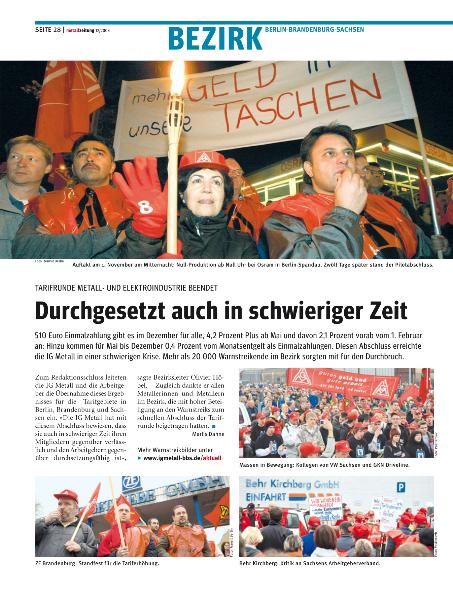 metallzeitung - Regionalseiten Berlin-Brandenburg-Sachsen Dezember 2008