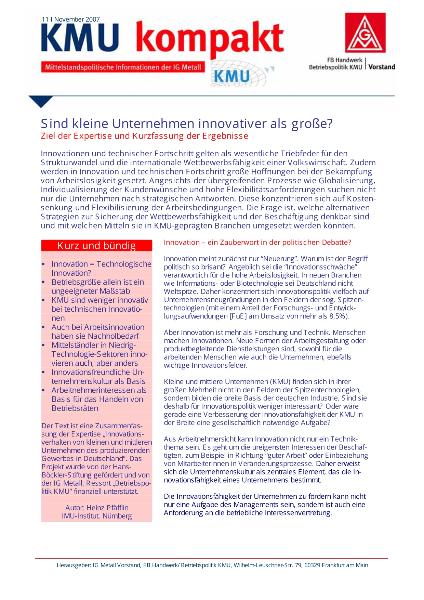 Sind kleine Unternehmen innovativer als große?, KMU kompakt Nr. 11