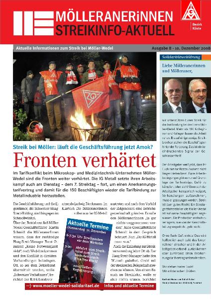 Möller Wedel: Streikinfo 8 | Dezember 2008