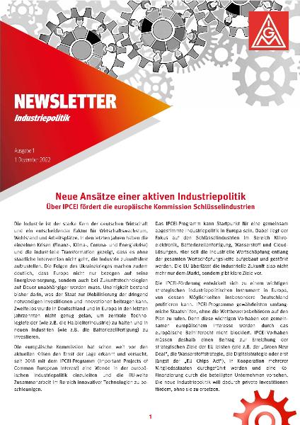 Neue Ansätze einer aktiven Industriepolitik, Newsletter Industriepolitik Nr. 1, Dezember 2022
