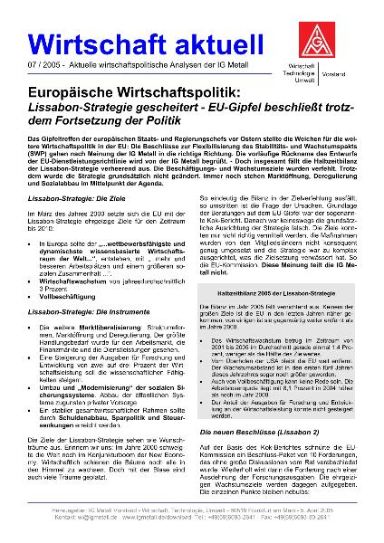 Wirtschaft aktuell 07/2005