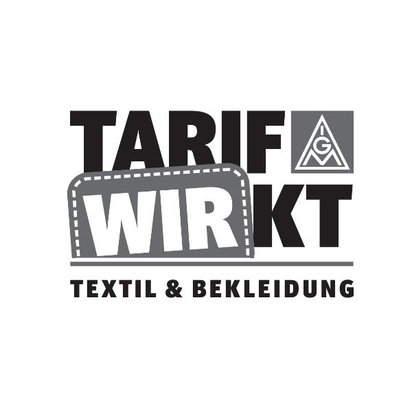Logo 2023 Textil 'Tarif wirkt' Textil und Bekleidung schwarz-weiß