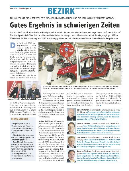 metallzeitung - Regionalseiten Niedersachsen und Sachsen-Anhalt November 2009