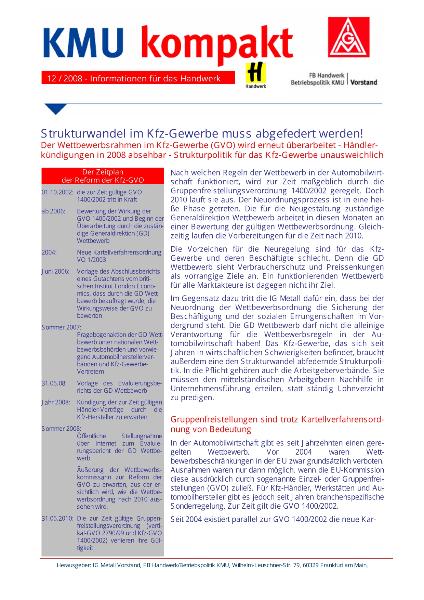 Strukturwandel im Kfz-Gewerbe muss abgefedert werden!, KMU kompakt Nr. 12