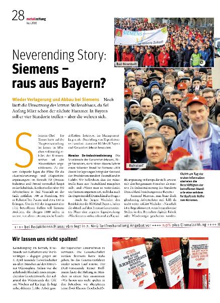 metallzeitung - Regionalseiten Bayern Mai 2016