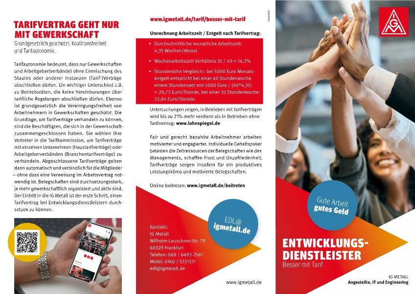 Entwicklungsdienstleister - besser mit Tarif