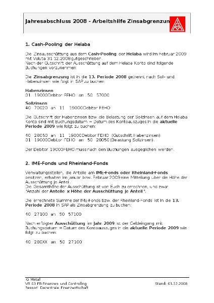 Formulare Jahresabschluss 2007 - Arbeitshilfe Zinsabgrenzung