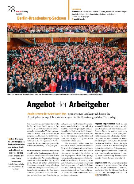 metallzeitung - Regionalseiten Berlin-Brandenburg-Sachsen Mai 2019