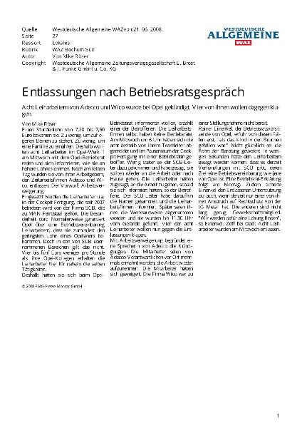 !Entlassungen nach Betriebsratsgespräch