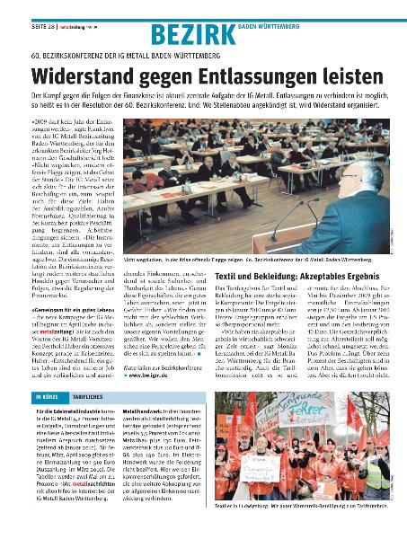 metallzeitung - Regionalseiten Baden-Württemberg April 2009