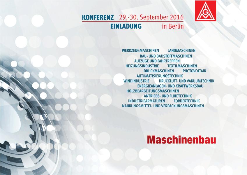 Flyer Maschinenbaukonferenz Programm für Journalisten am 29. September