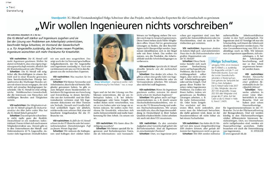 Wir wollen Ingenieuren nichts vorschreiben