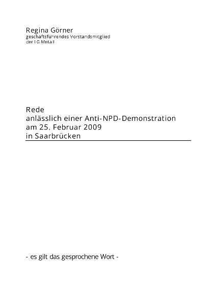 Regina Görner: Anti-NPD-Demonstration, Saarbrücken, 25.02.2009