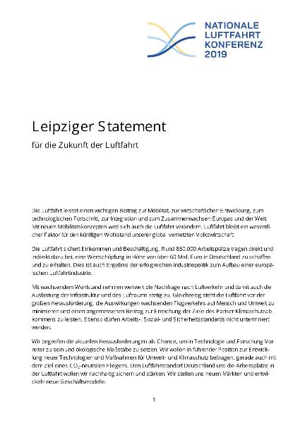 Leipziger Statement für die Zukunft der Luftfahrt