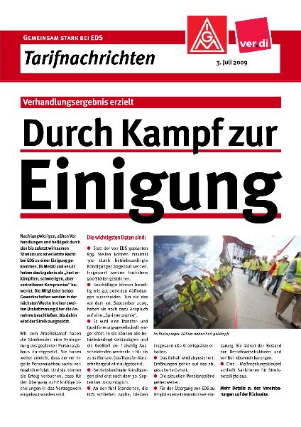 EDS Streiknachrichten: Durch Kampf zur Einigung, vom 03.07.2009
