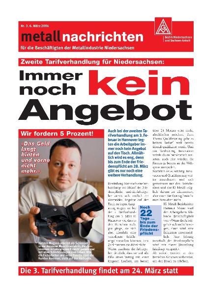 Tarifgebiet Niedersachsen: Immer noch kein Angebot, Nr. 3 - 06.03.2006