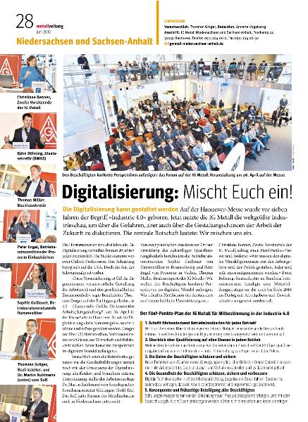 metallzeitung - Regionalseiten Niedersachsen und Sachsen-Anhalt Juni 2018
