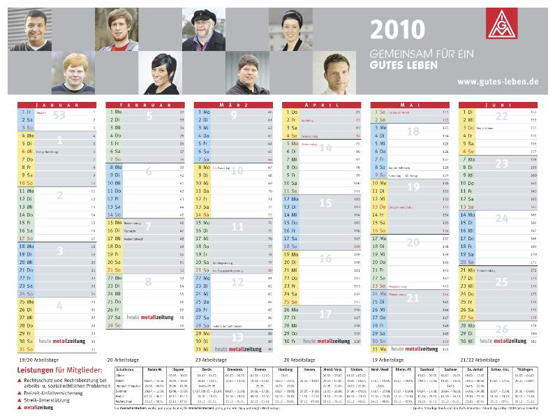 metallzeitung - Tafelkalender 2010
