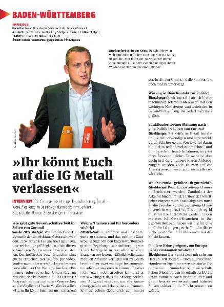 metallzeitung - Regionalseiten Baden-Württemberg Mai 2020