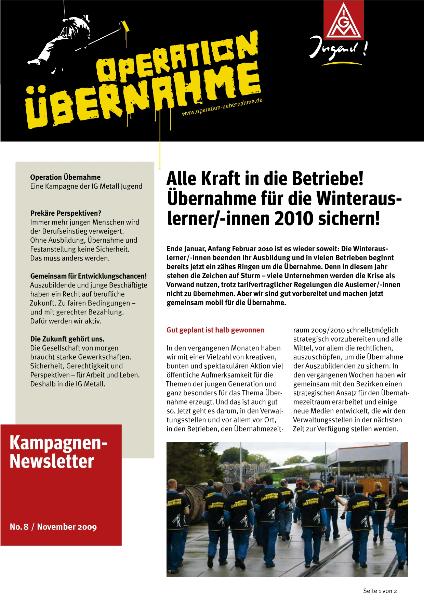 Operation Übernahme: Kampagnen-Newsletter Nr. 8 - November 2009