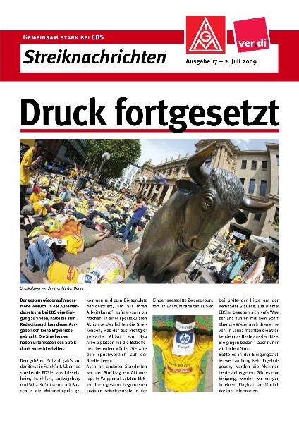 EDS Streiknachrichten Nr. 17: Druck fortgesetzt, vom 02.07.2009