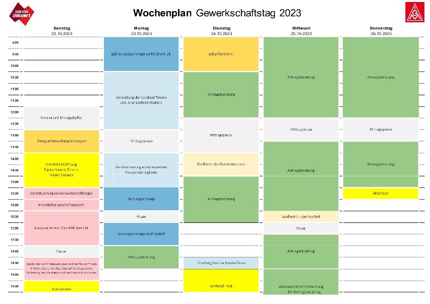 Wochenplan zum Gewerkschaftstag 2023