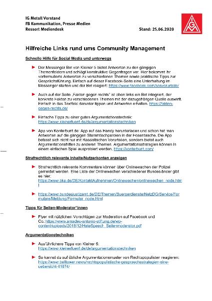 Hilfreiche Links rund ums Community Management