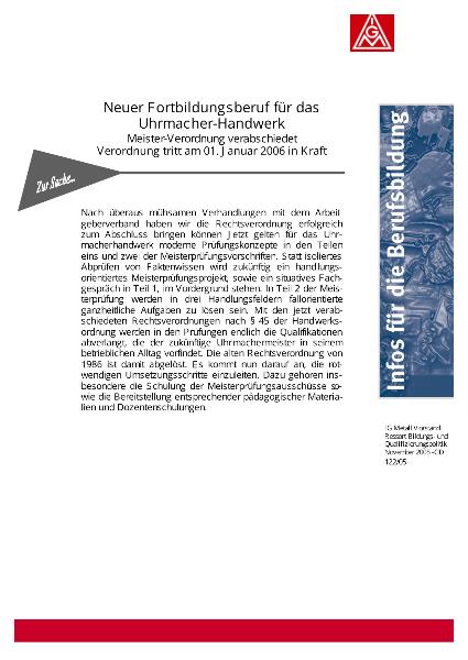 Faltblatt Fortbildung Uhrmachermeister