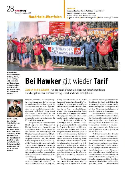 metallzeitung - Regionalseiten Nordrhein-Westfalen Oktober/November 2018