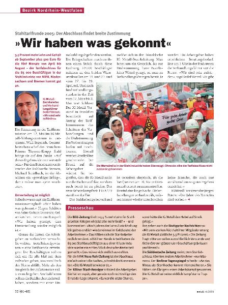 metall-Regionalseiten Nordrhein-Westfalen Juni 2005