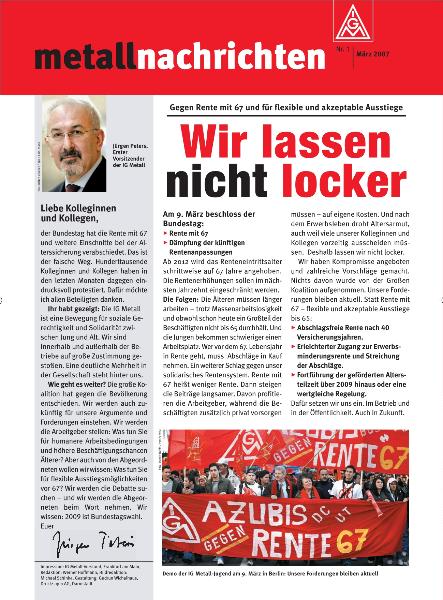 Wir lassen nicht locker, metall Nachrichten Nr. 1/2007