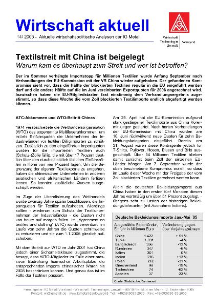 Wirtschaft aktuell 14/2005