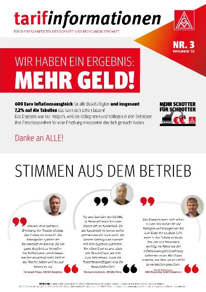 Wir haben ein Ergebnis: Mehr Geld! tarifinformationen für die Beschäftigten der Schrott- und Recyclingwirtschaft