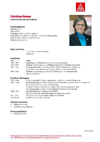 Lebenslauf Christiane Benner