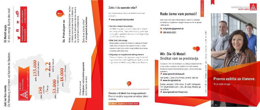 Rechtsschutz für Mitglieder. Das ist unsere Stärke. Flyer in serbischer Sprache.